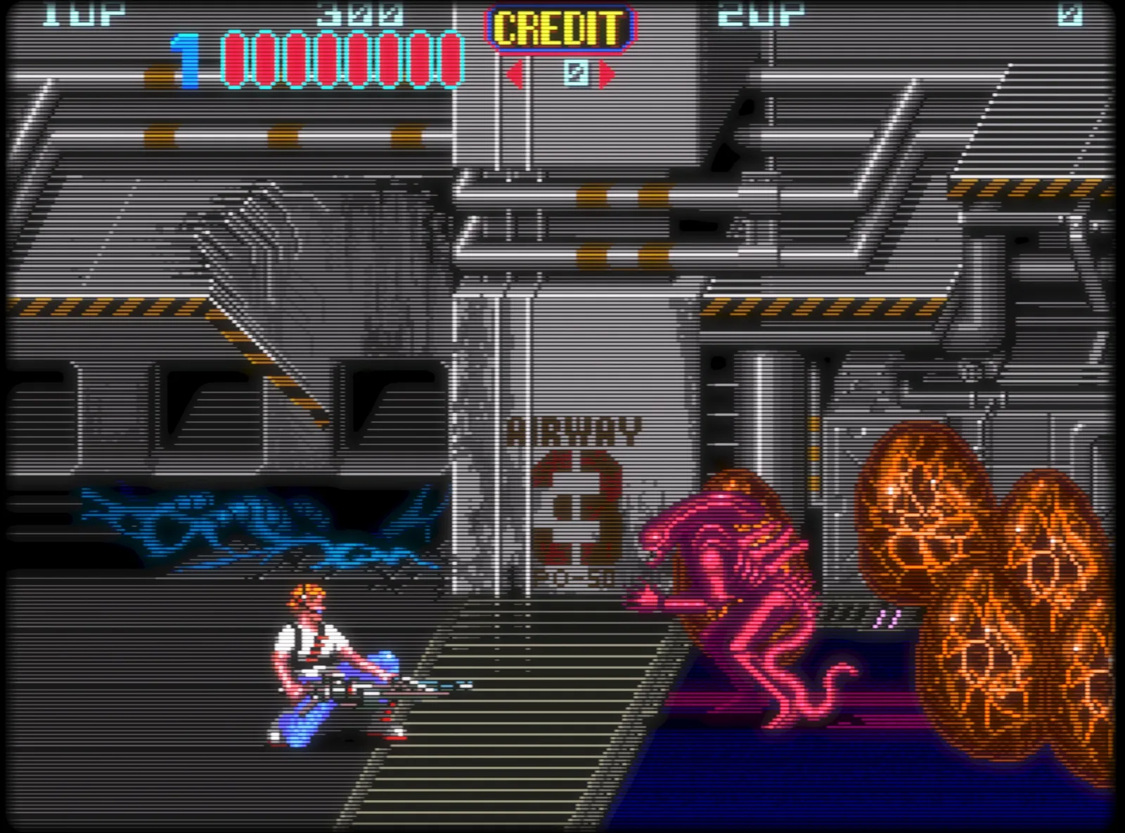 Klasická arkádová hra bežiaca s CRT shaderom RetroArchu